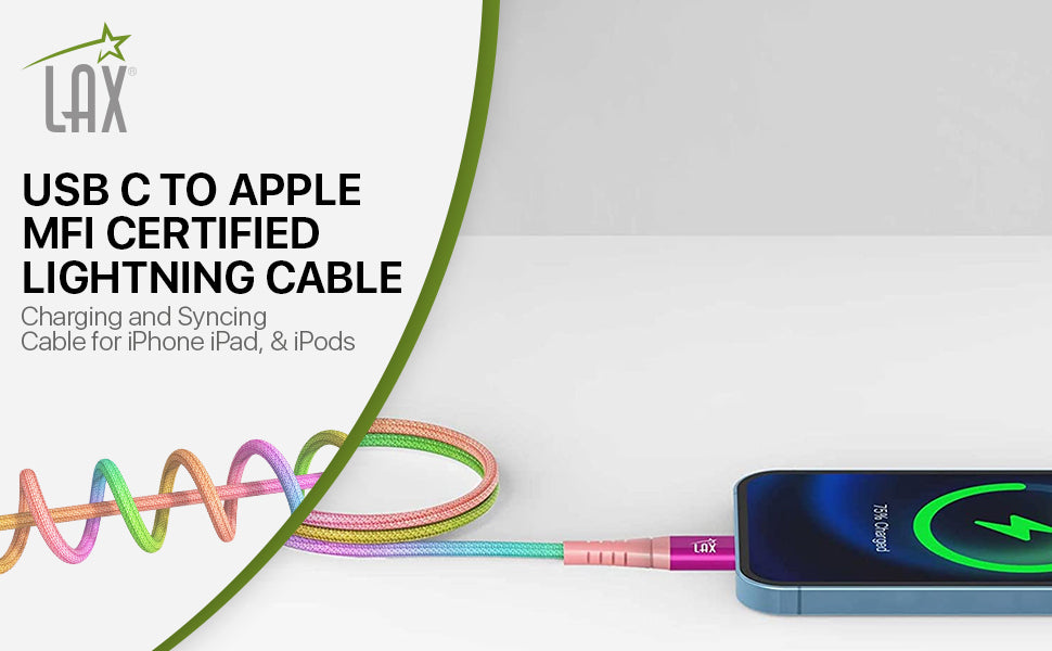 Apple MFi Certified Nylon Braided Fast USB-C to Lightening Cable - High Data Sync