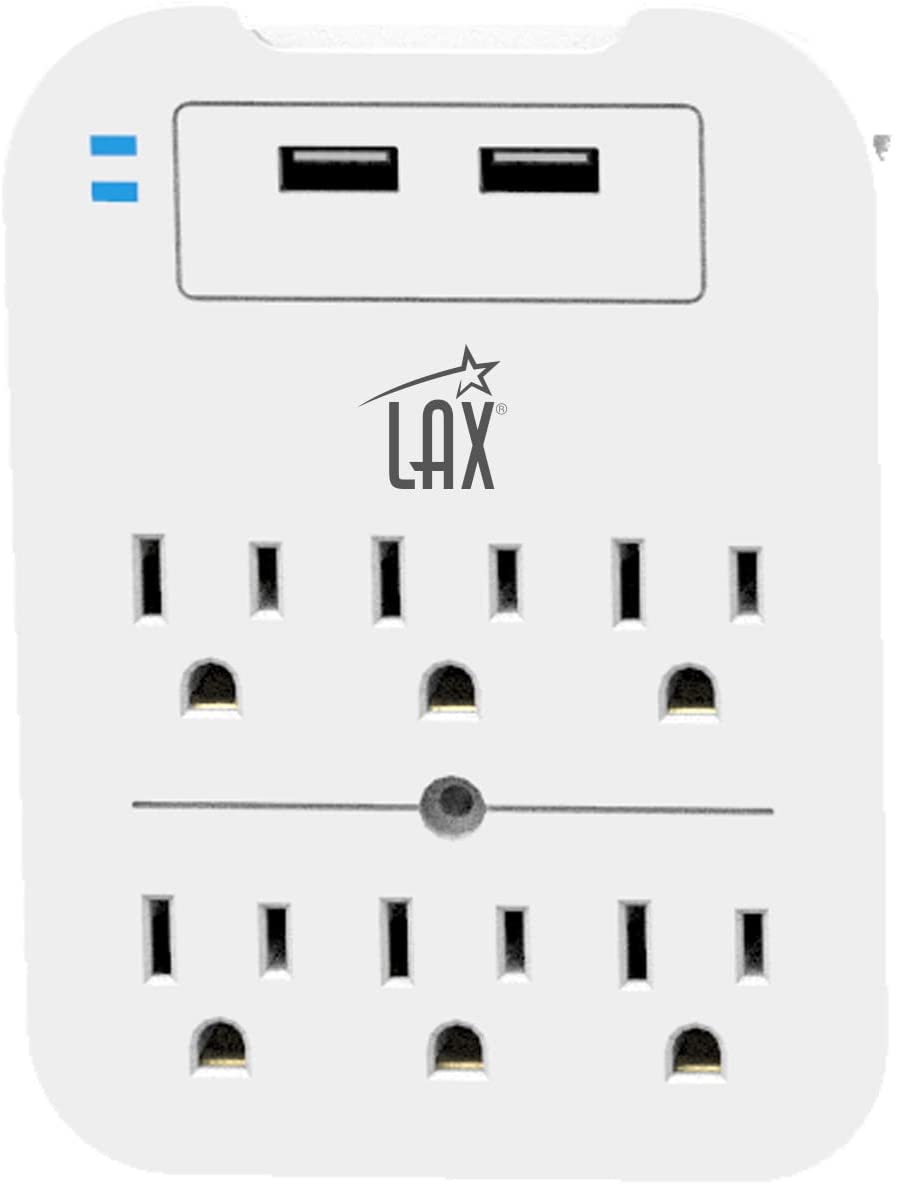 Multi-Plug Surge Protector with 6 Wall Outlets & 2 USB Ports