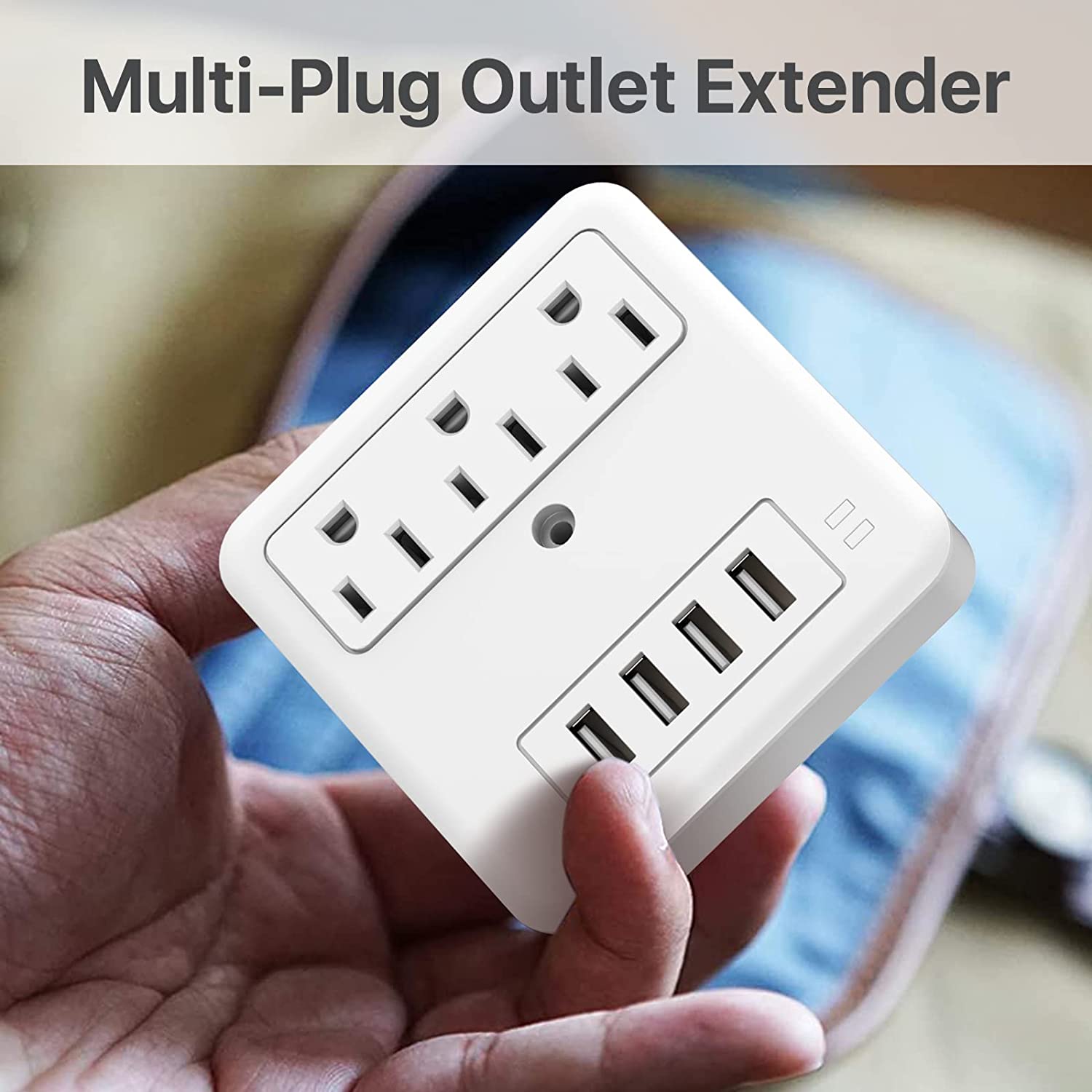 Multi-Plug Surge Protector Wall Adapter - 3 Wall outlets & 4 USB Ports