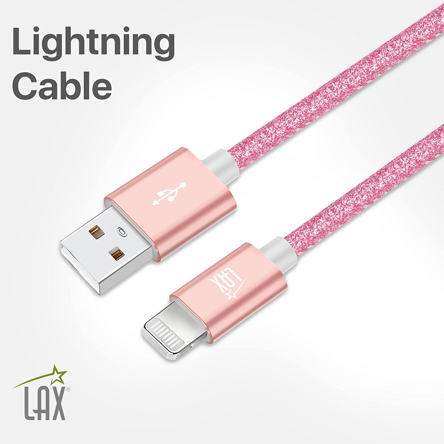 USB to Lightning Cable - Glitter Apple MFi Certified Nylon Braided Fast Charging Cable - High Data Sync