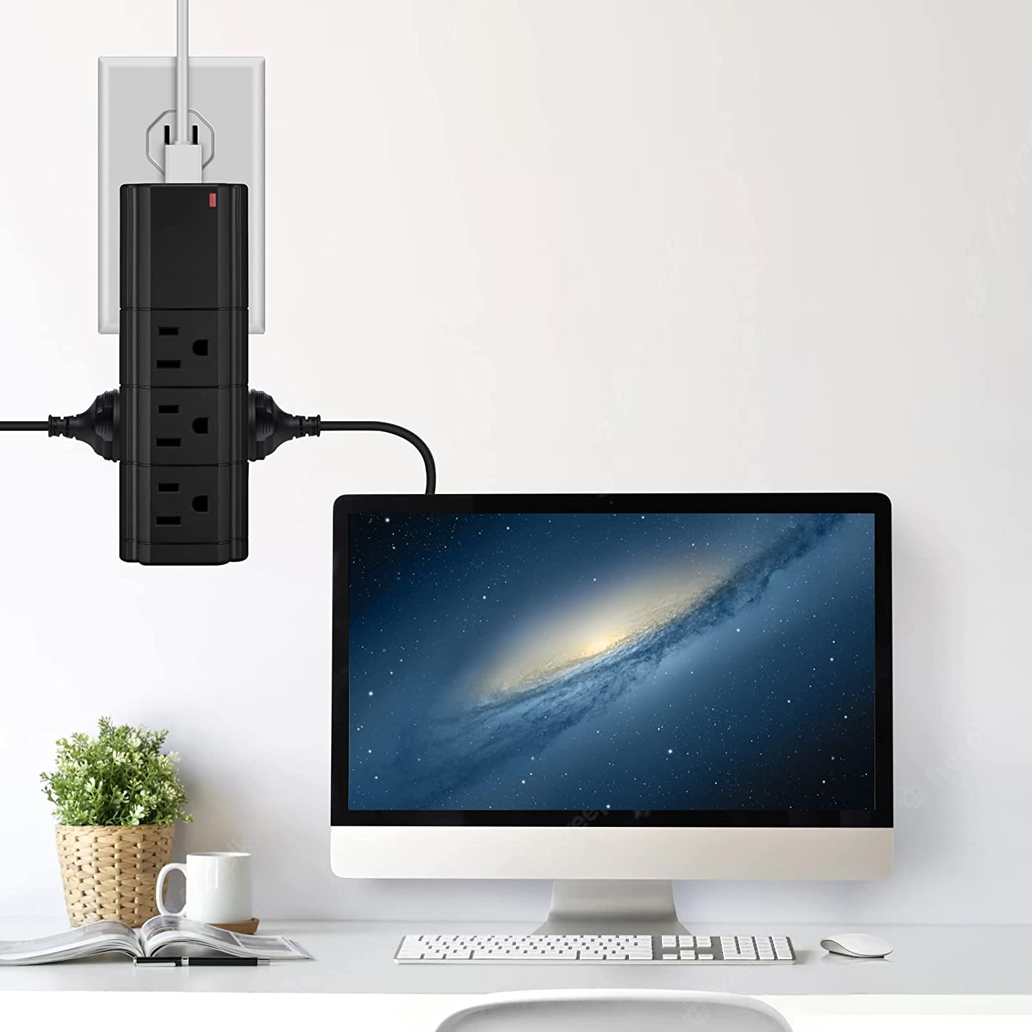 Multi-Plug Surge Protector Wall Adapter - 9 Outlets & 2 USB Ports