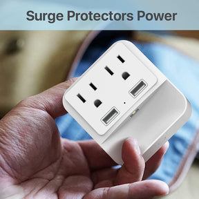 Multi-Plug Surge Protector Power Strip Wall Adapter - 2 Outlets with 2 USB Ports & Nightlight