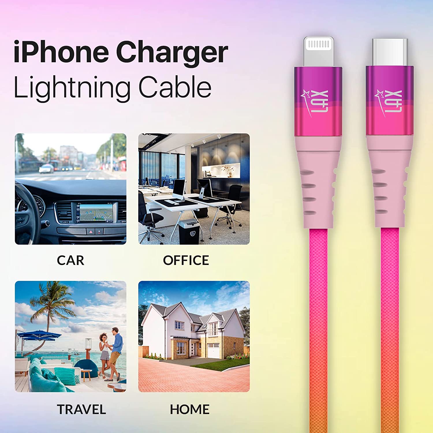 Nylon Braided Fast USB-C to iPhone Compatible Cable - High Data Sync