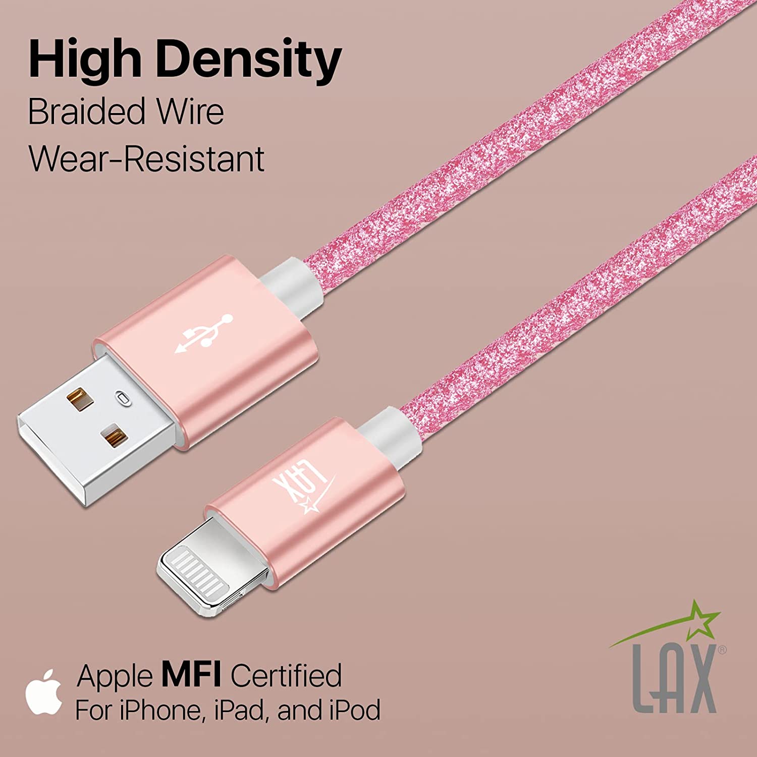 USB to Lightning Cable - Glitter Apple MFi Certified Nylon Braided Fast Charging Cable - High Data Sync