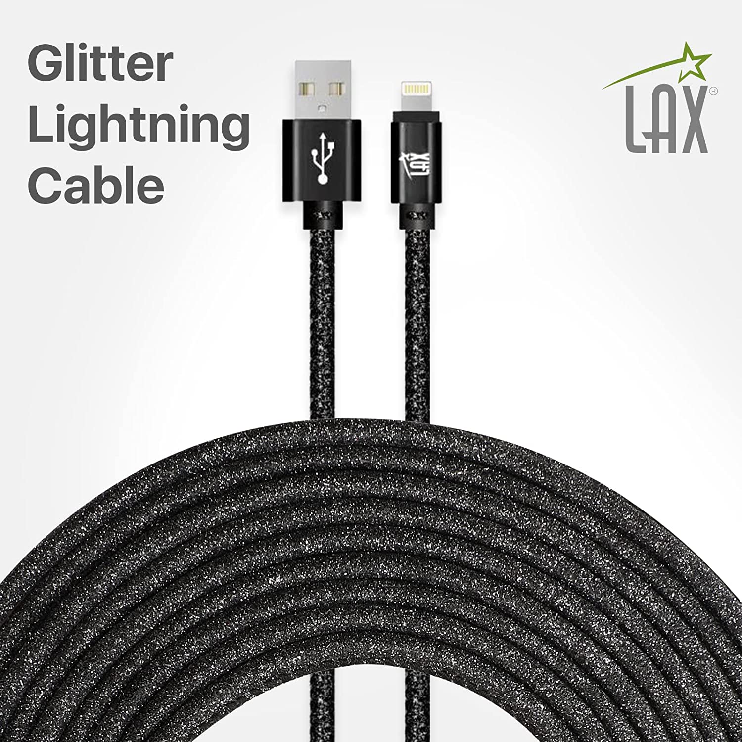 USB to Lightning Cable - Glitter Apple MFi Certified Nylon Braided Fast Charging Cable - High Data Sync