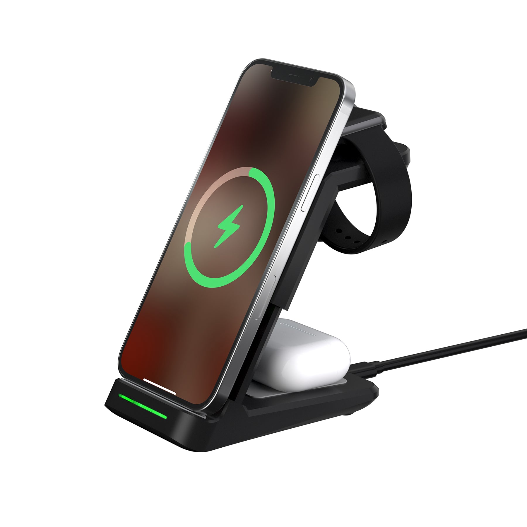 LAX Wireless Charging Stand - 3 in 1 Wireless Charger Fast Charging Do