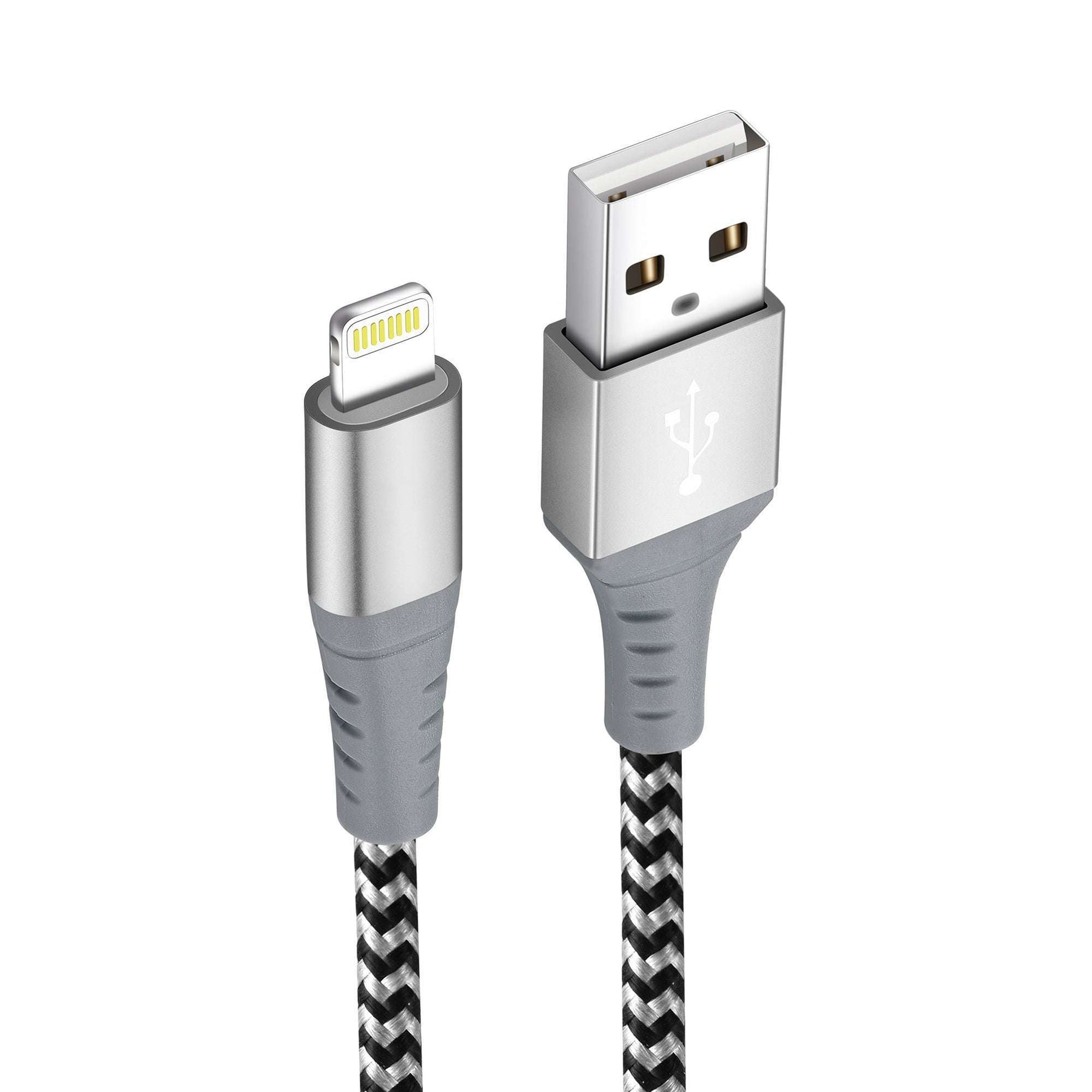 Apple MFi Certified Durable Braided Nylon Lightning Cables - Gray Stripes