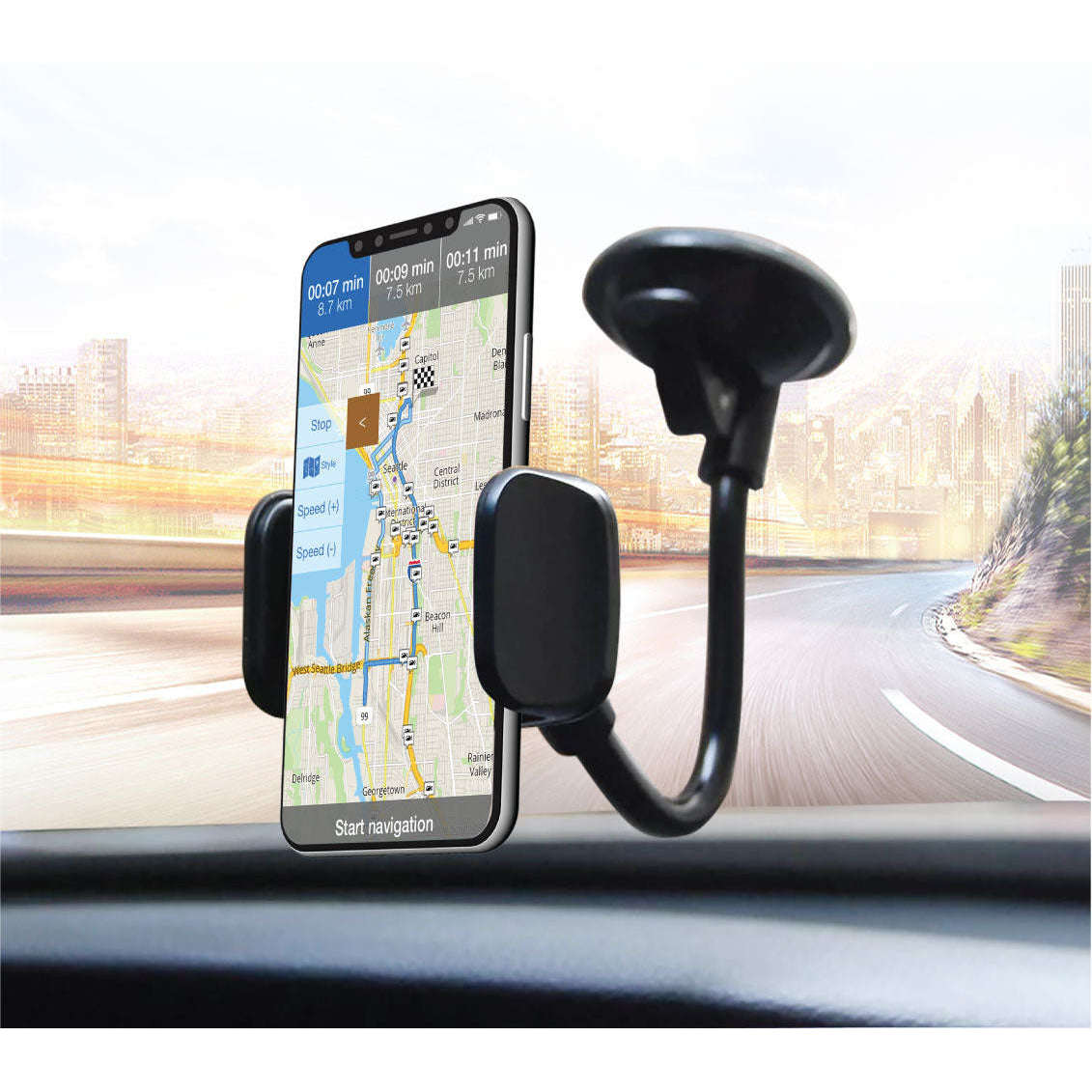 Strong & Long Gooseneck Phone Mount for Car