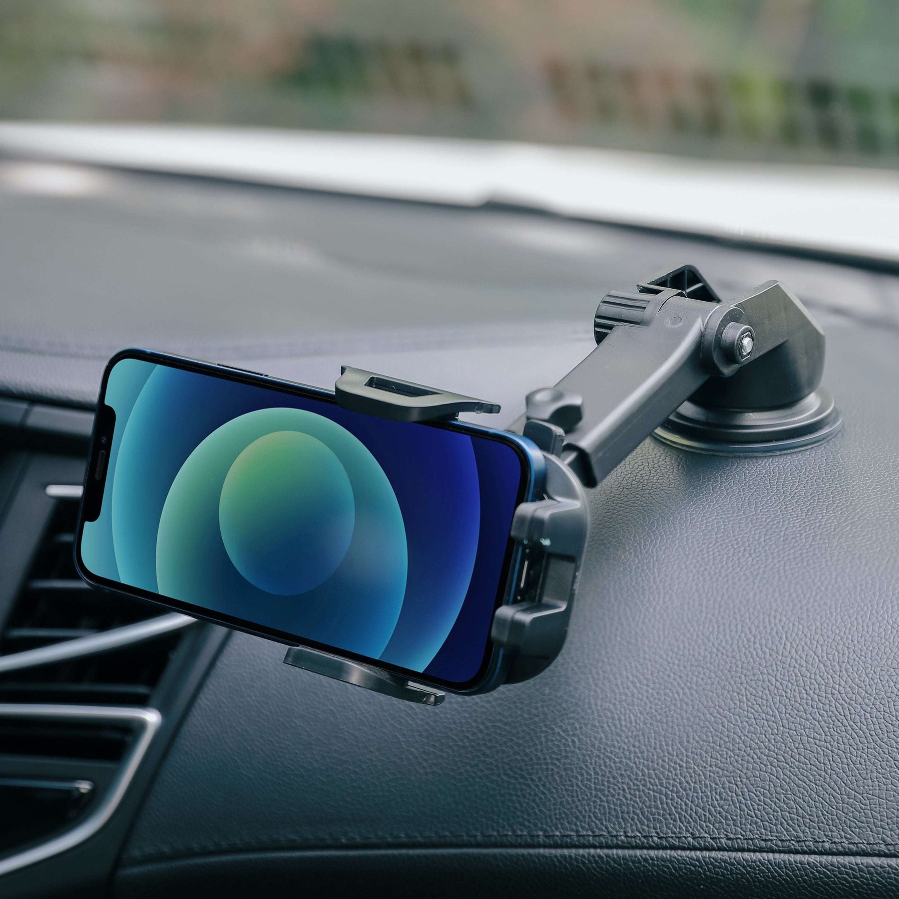 Cradle Phone Car Mount with Powerful Suction Cup, Movable Jaws, Joint & Arm