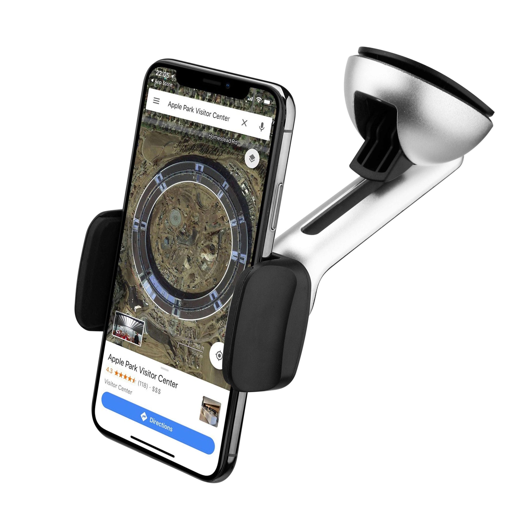 Durable Long Phone Car Mount - Strong Suction Cup , Movable Jaws, Joint & Arm