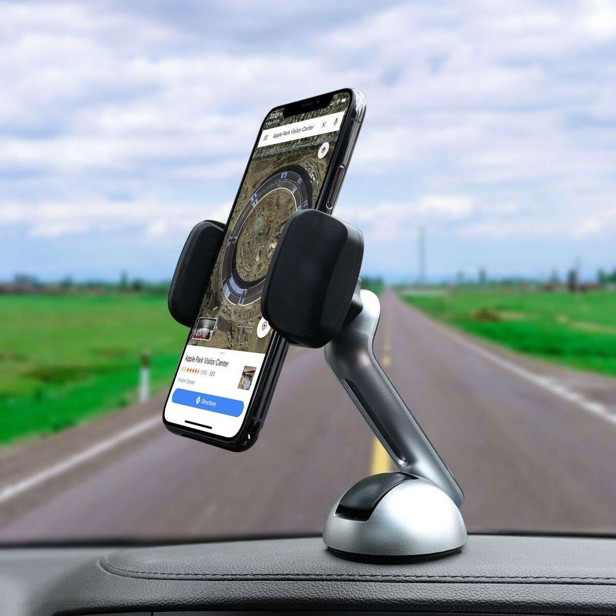 Durable Long Phone Car Mount - Strong Suction Cup , Movable Jaws, Joint & Arm