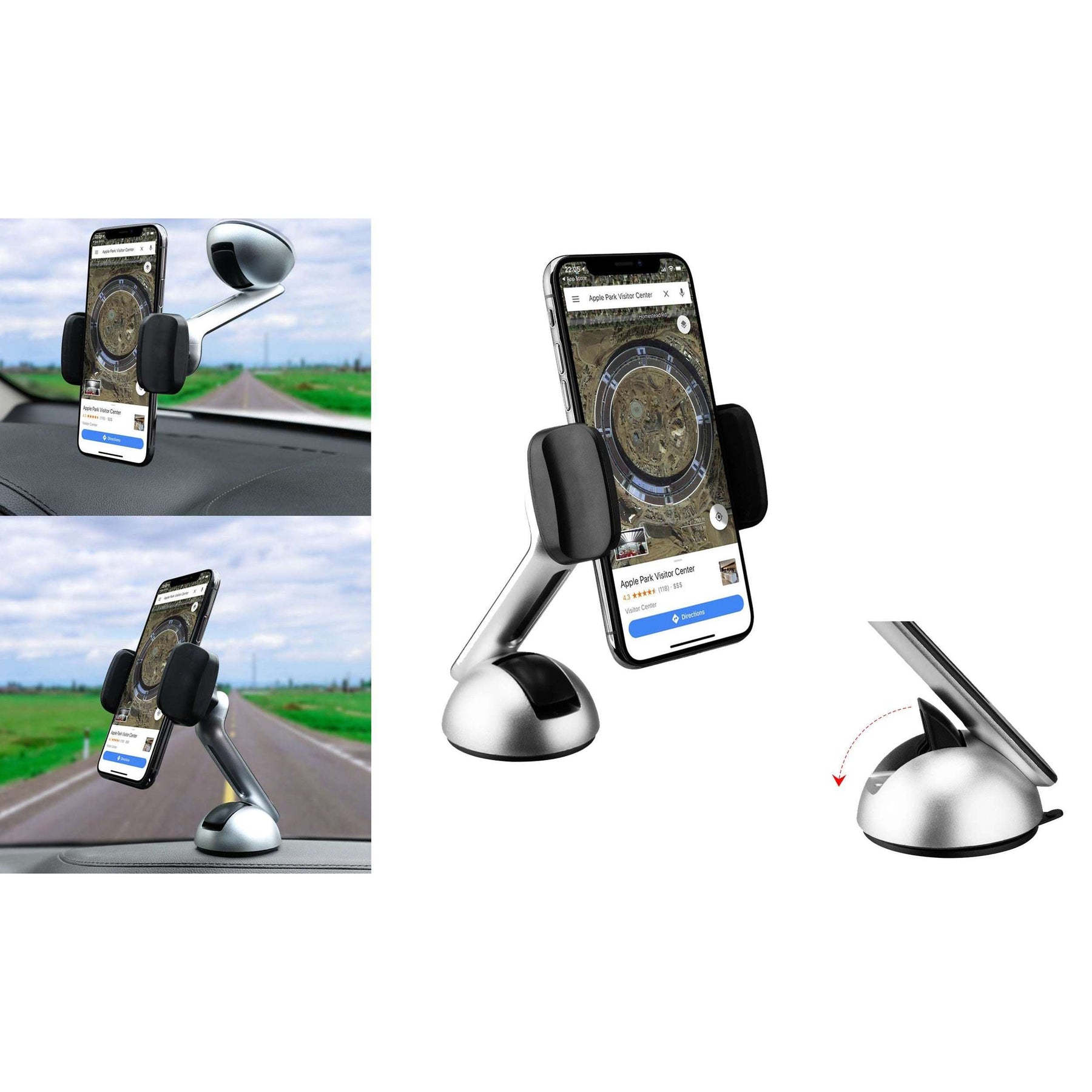 Durable Long Phone Car Mount - Strong Suction Cup , Movable Jaws, Joint & Arm