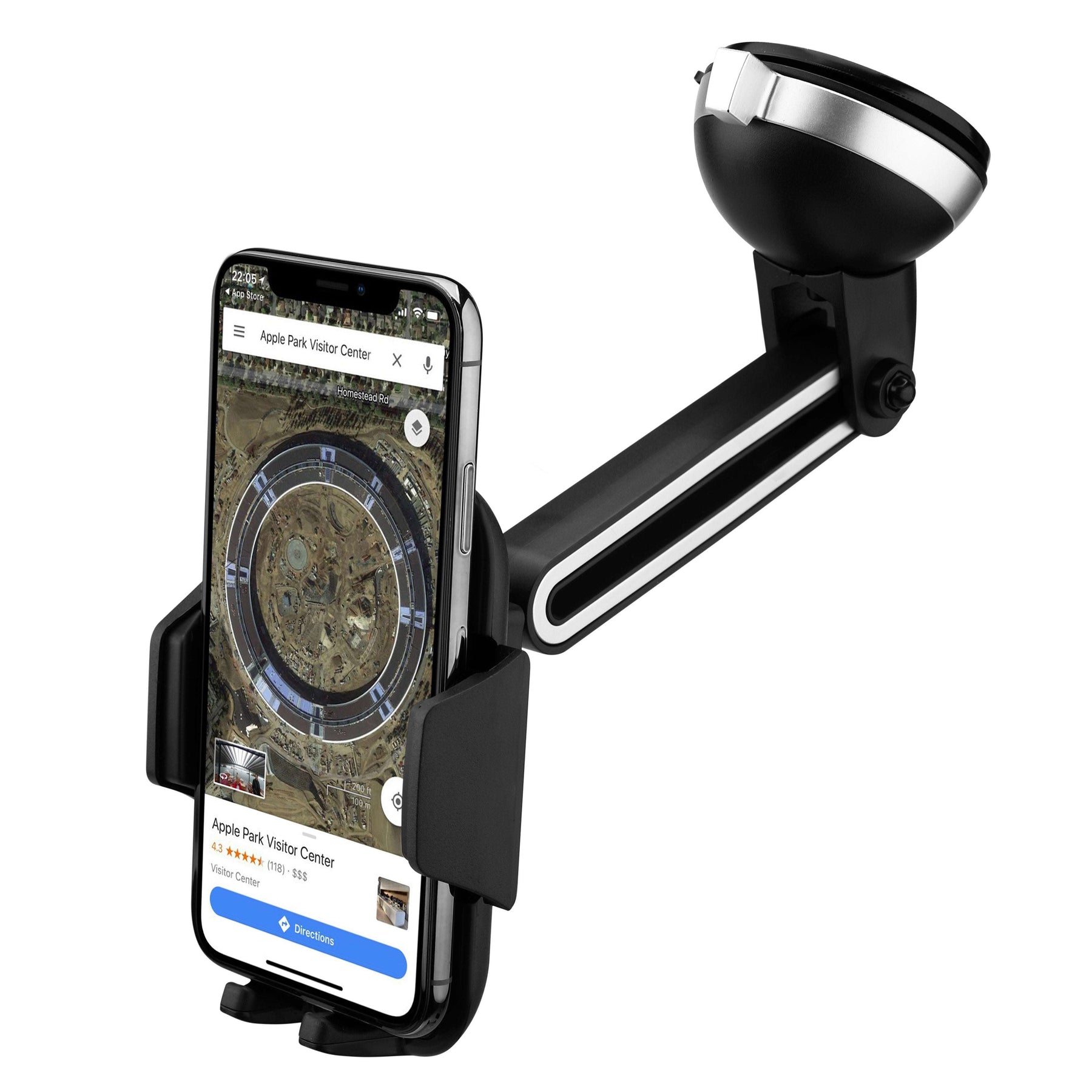 Cradle-Type Phone Car Mount with Powerful Suction Cup, Adjustable Arm & Joint