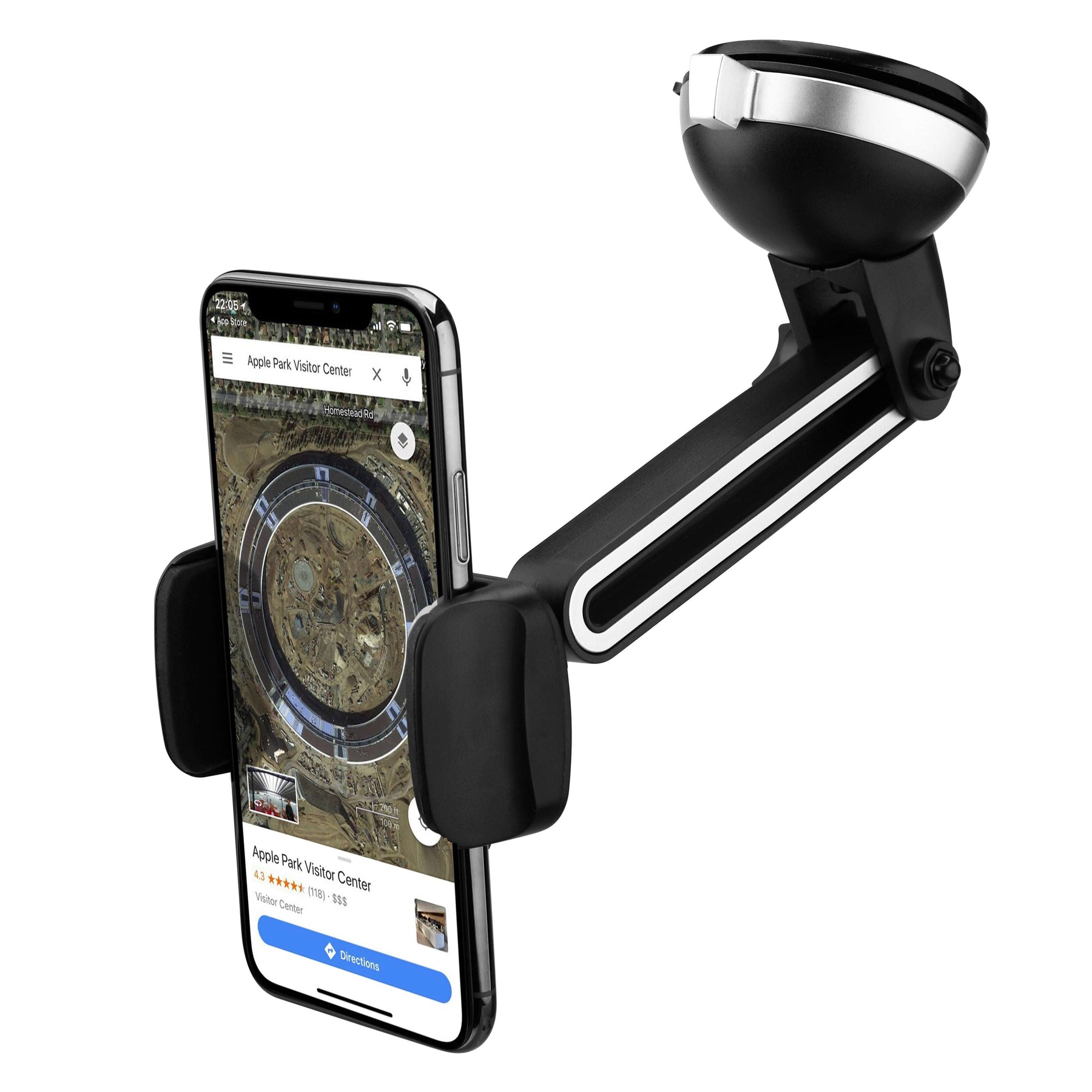 Cradle-Type Phone Car Mount with Powerful Suction Cup, Adjustable Arm & Joint