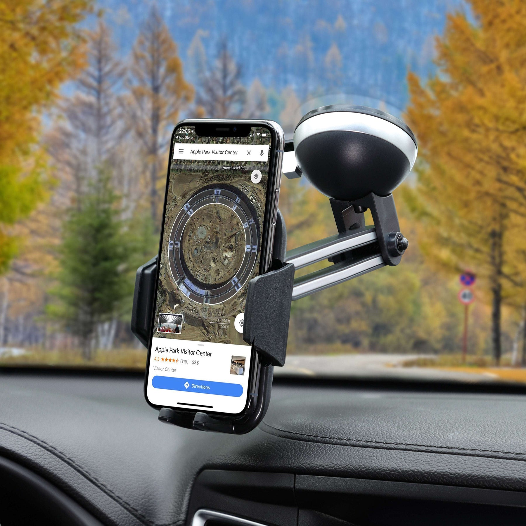 Cradle-Type Phone Car Mount with Powerful Suction Cup, Adjustable Arm & Joint