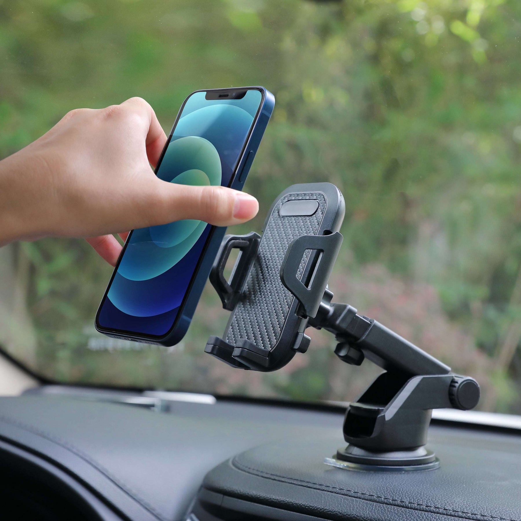 Cradle-Type Phone Car Mount with Powerful Suction Cup, Adjustable Arm & Joint