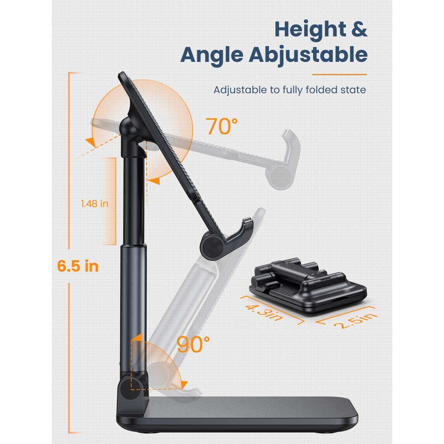 Adjustable Stand for Tablets & Smartphones - Foldable Stand