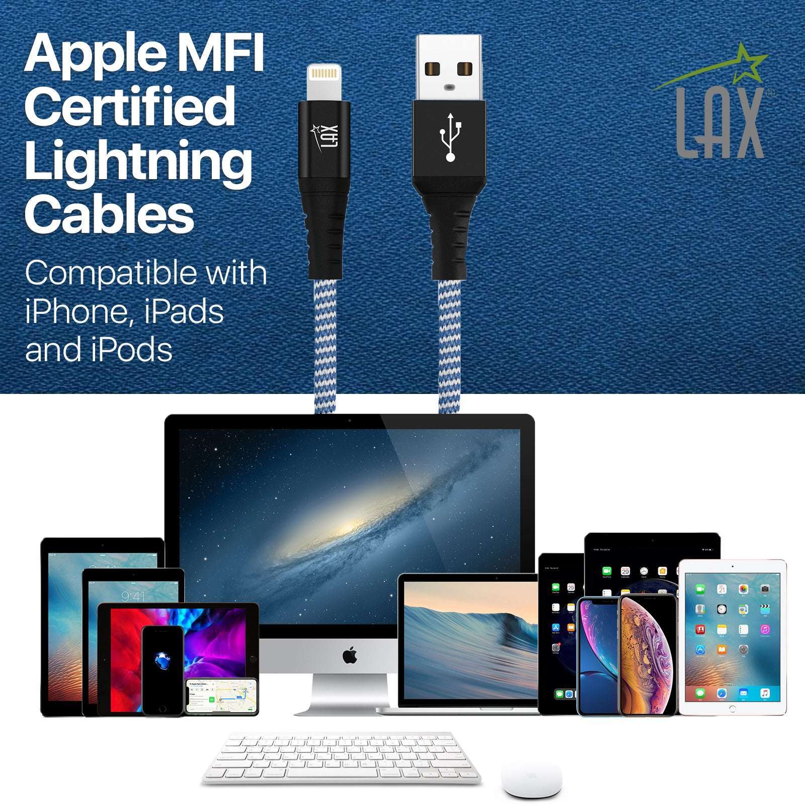 USB to Lightning Cable - Premium Stripes Designer Lightning MFi Certified Fast Charging Cable