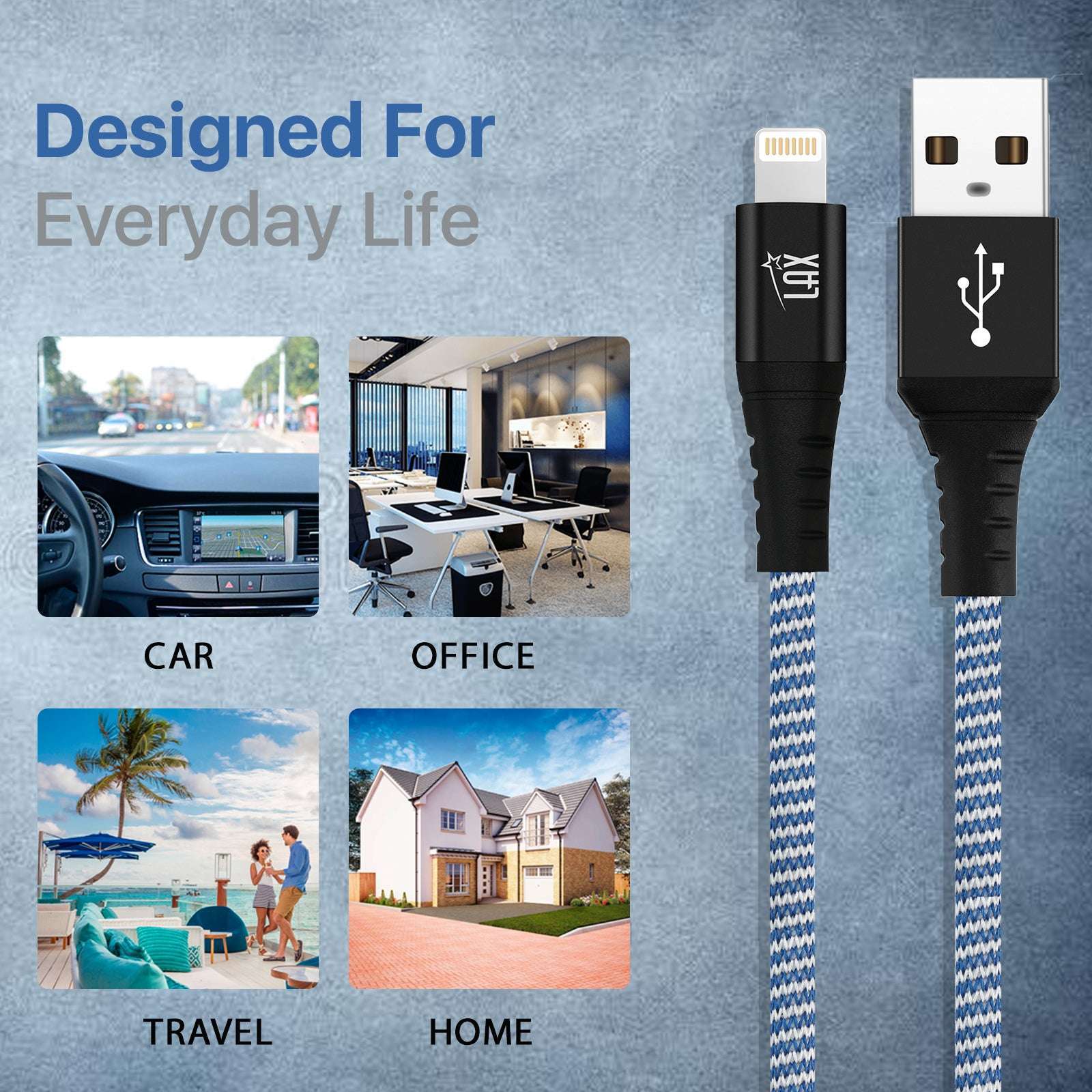 USB to Lightning Cable - Premium Stripes Designer Lightning MFi Certified Fast Charging Cable