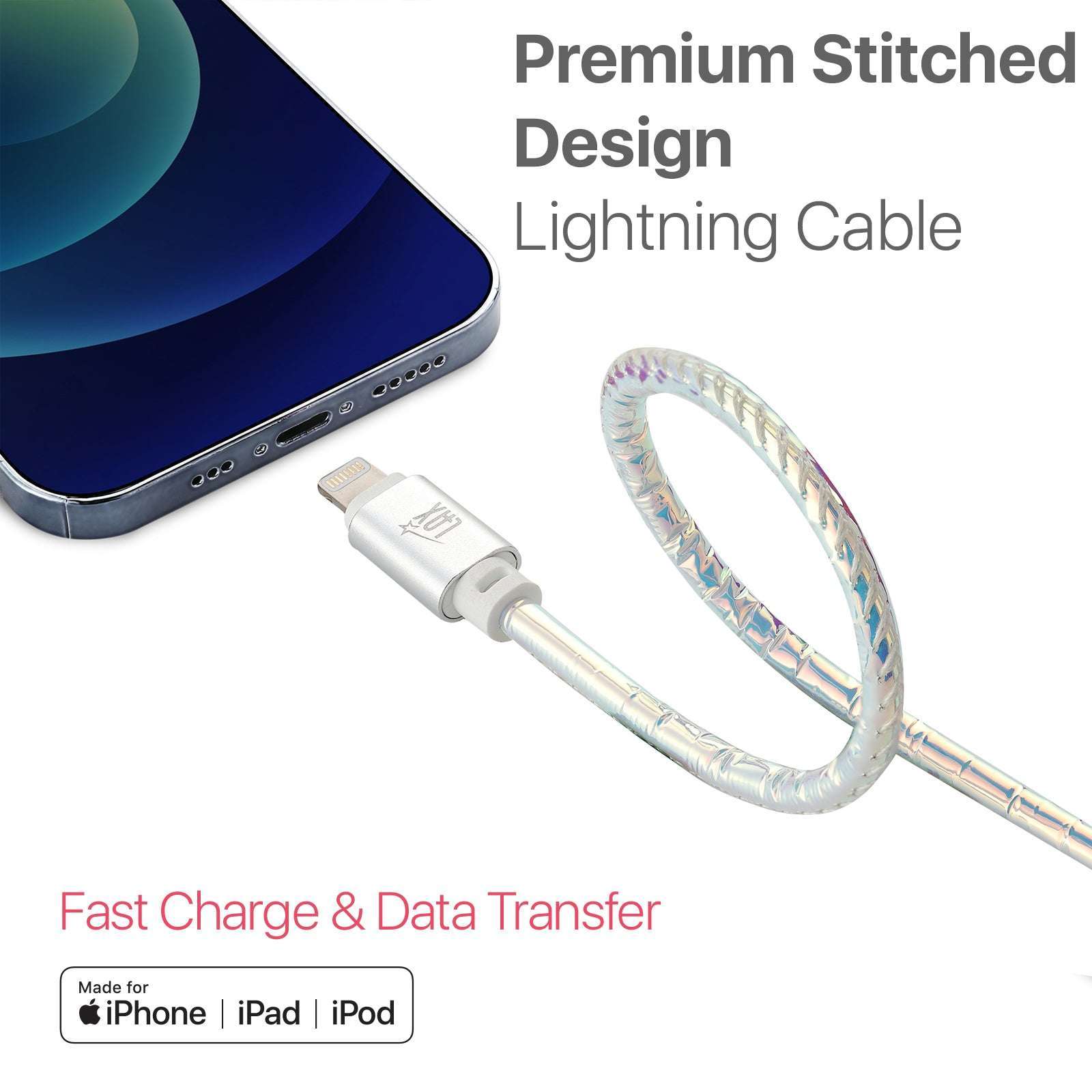 USB to Lightning Cable - Premium Vegan Leather Lightning MFi Certified Fast Charging Cable