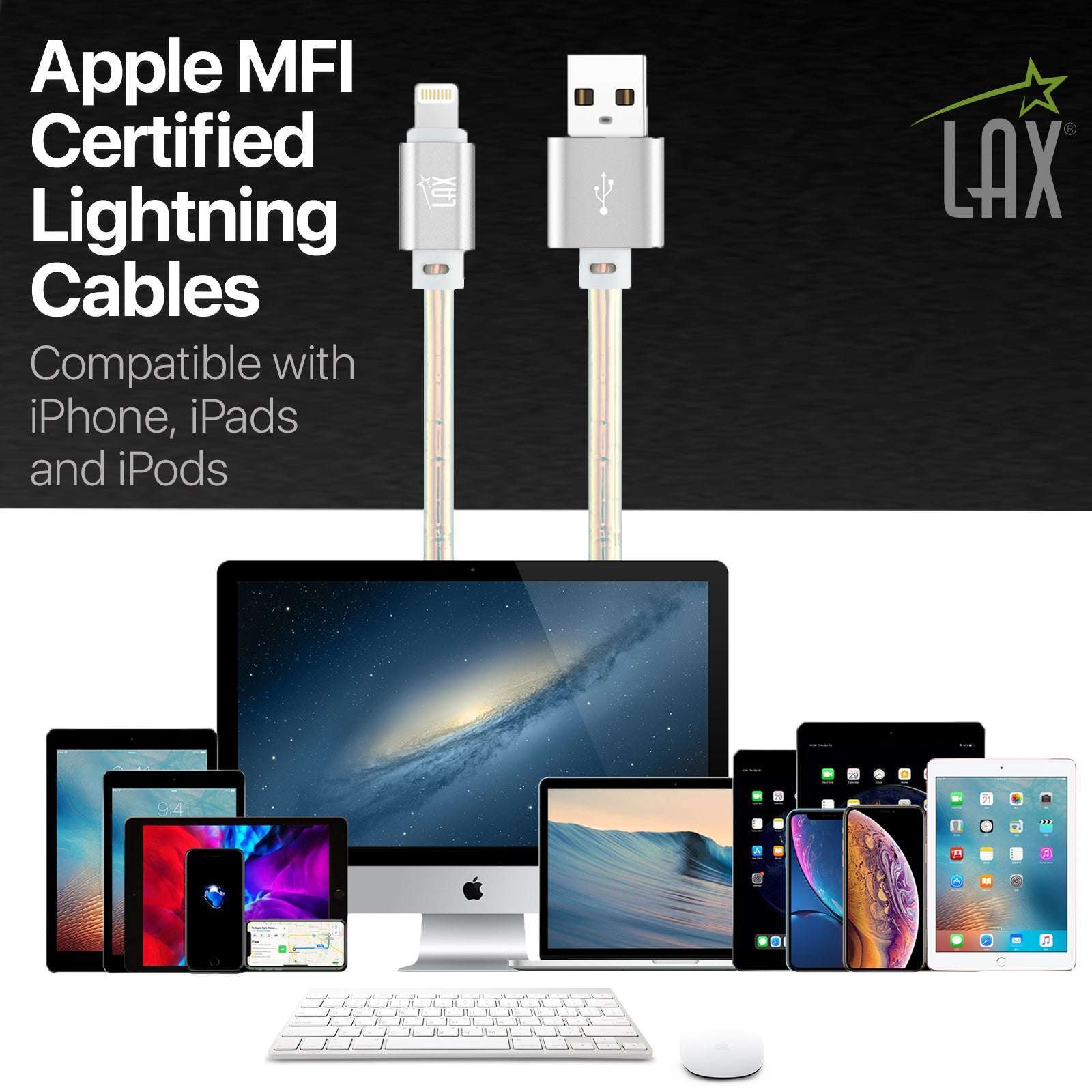 USB to Lightning Cable - Premium Vegan Leather Lightning MFi Certified Fast Charging Cable