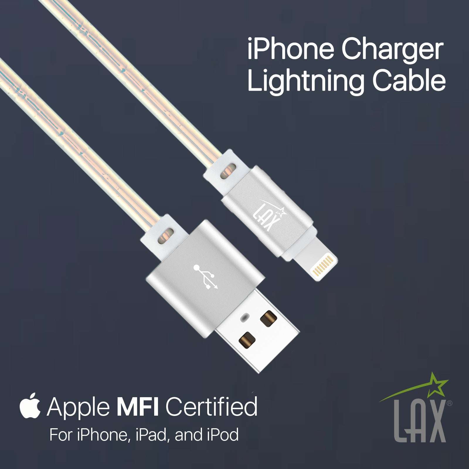 USB to Lightning Cable - Premium Vegan Leather Lightning MFi Certified Fast Charging Cable