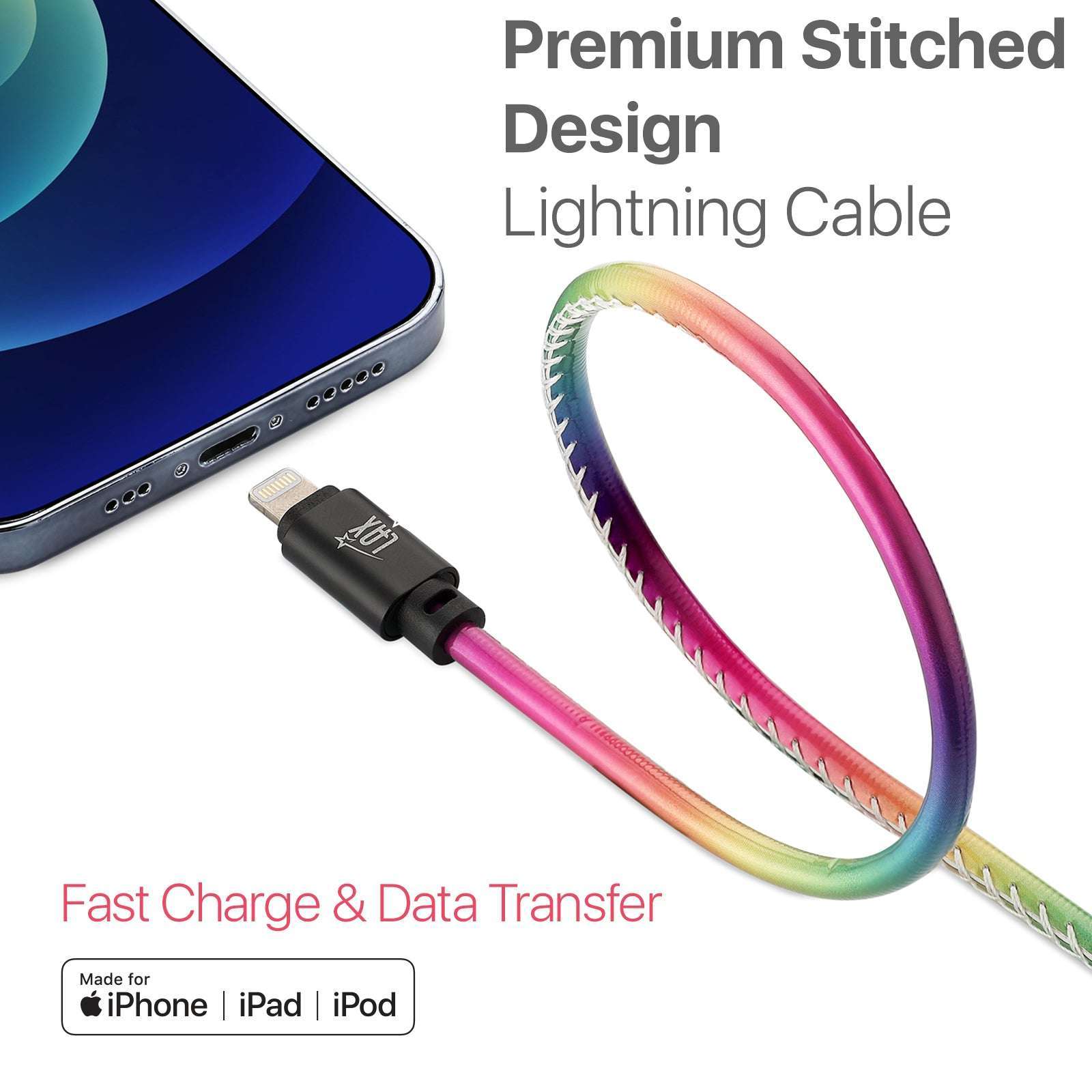 USB to Lightning Cable - Premium Vegan Leather Lightning MFi Certified Fast Charging Cable