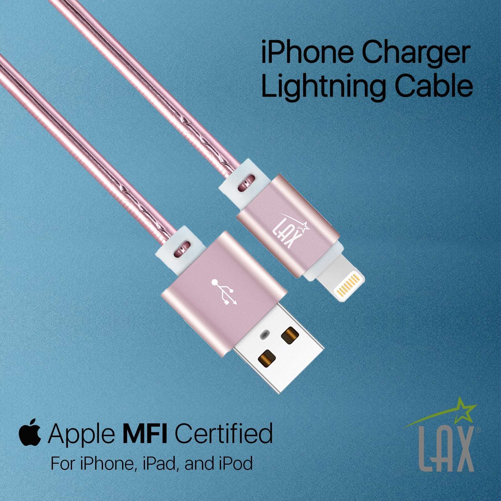 USB to Lightning Cable - Premium Vegan Leather Lightning MFi Certified Fast Charging Cable