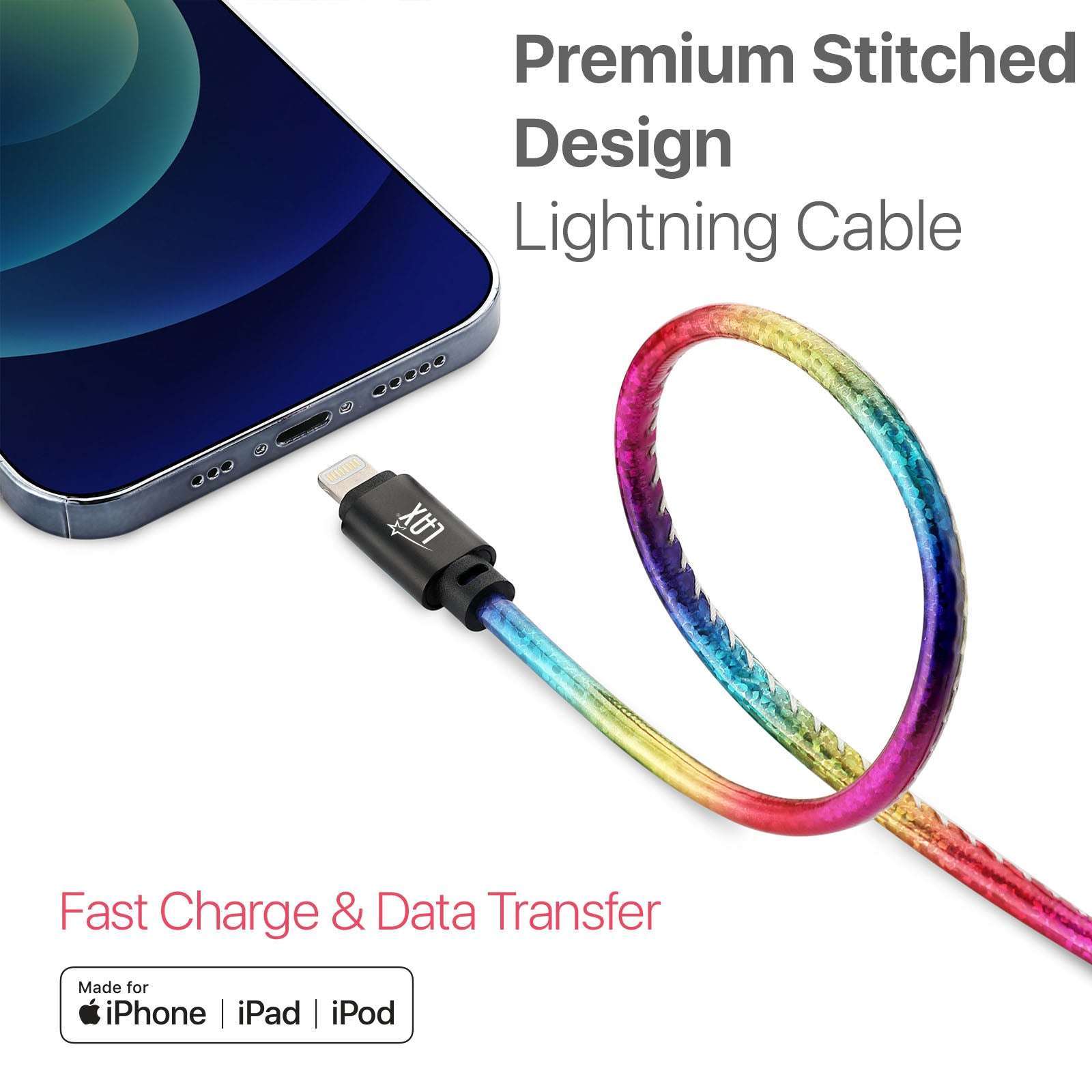 USB to Lightning Cable - Premium Vegan Leather Lightning MFi Certified Fast Charging Cable