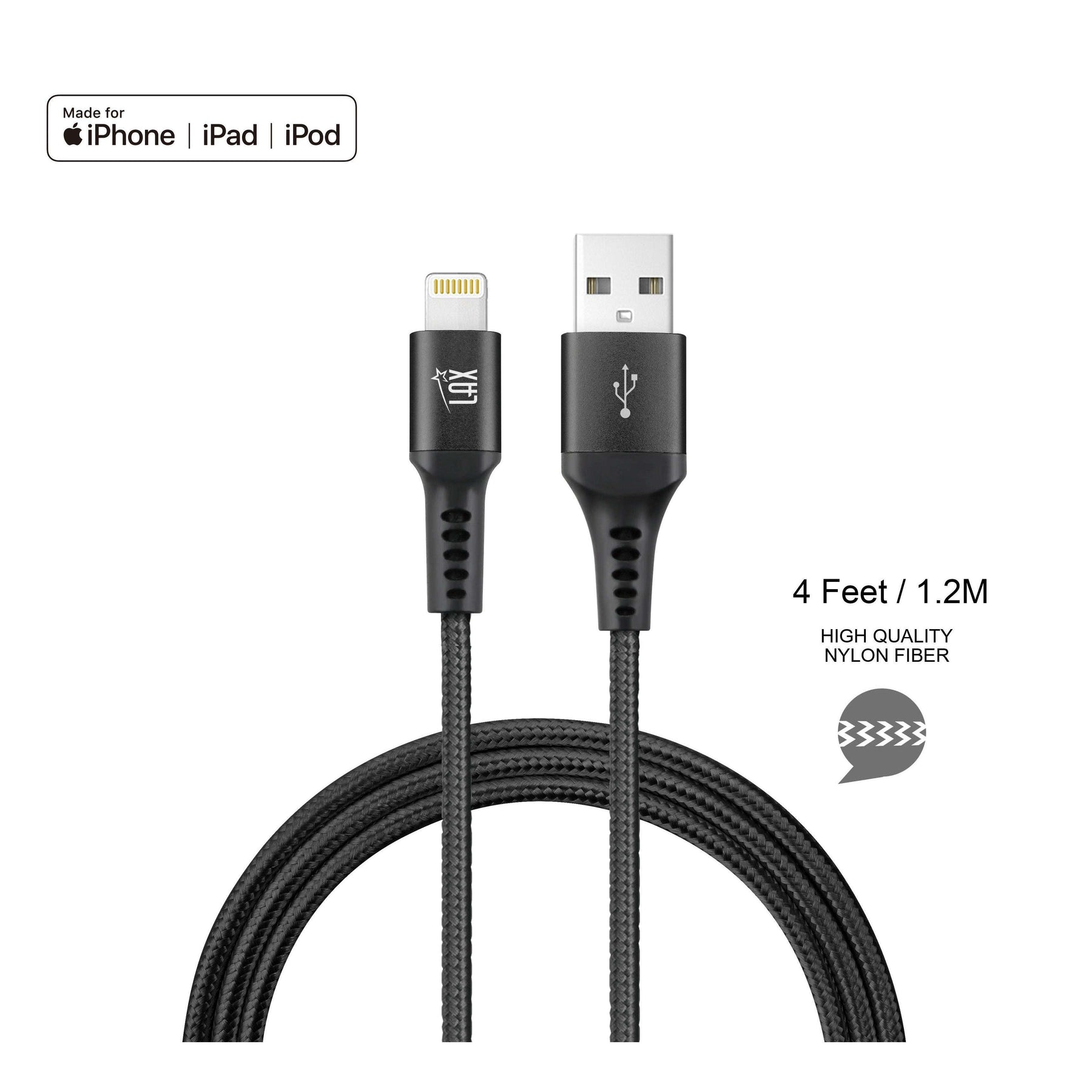 Apple MFI Certified Durable Braided Lightning Charging Cable for iPhone