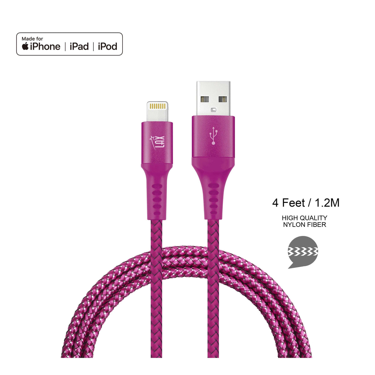 Apple MFI Certified Durable Braided Lightning Charging Cable for iPhone