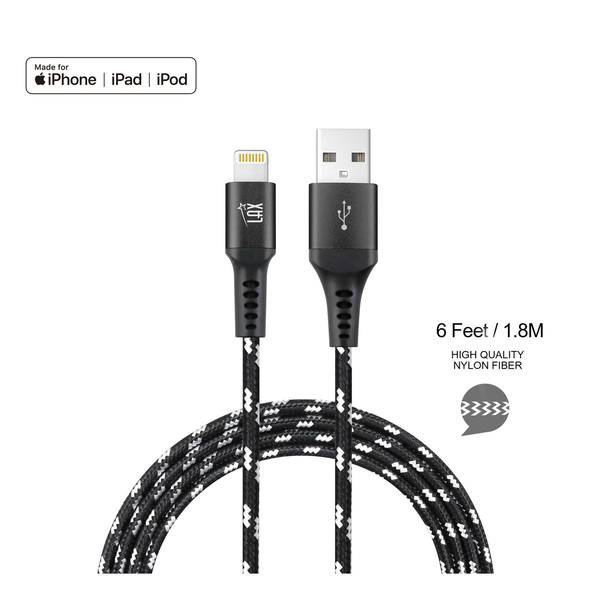 Apple MFI Certified Durable Braided Lightning Charging Cable for iPhone