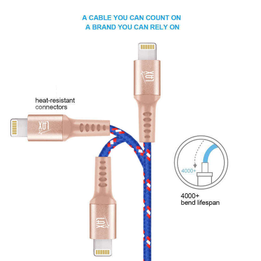 Apple MFI Certified Durable Braided Lightning Charging Cable for iPhone