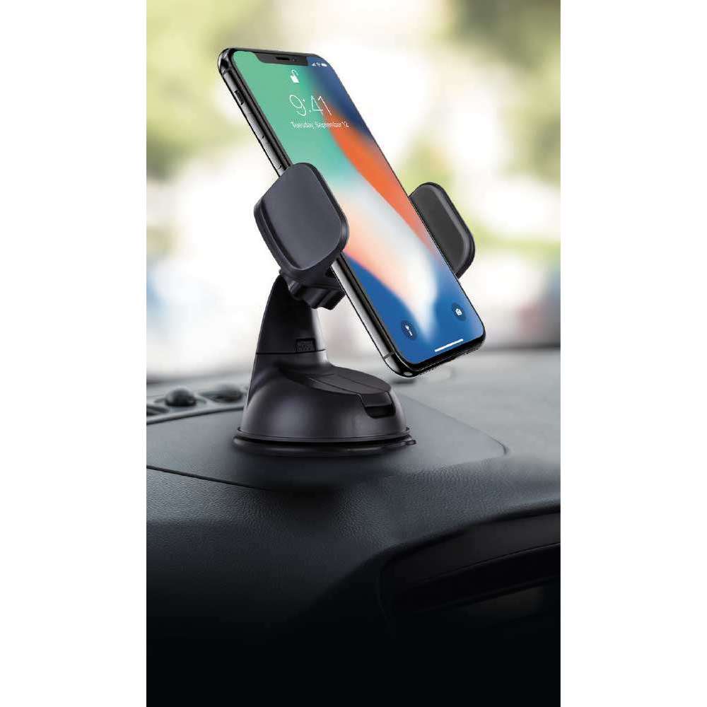 Pro Grip Cell Holder Car Mount - Suction Cup for Dashboard & Windshield (Black)