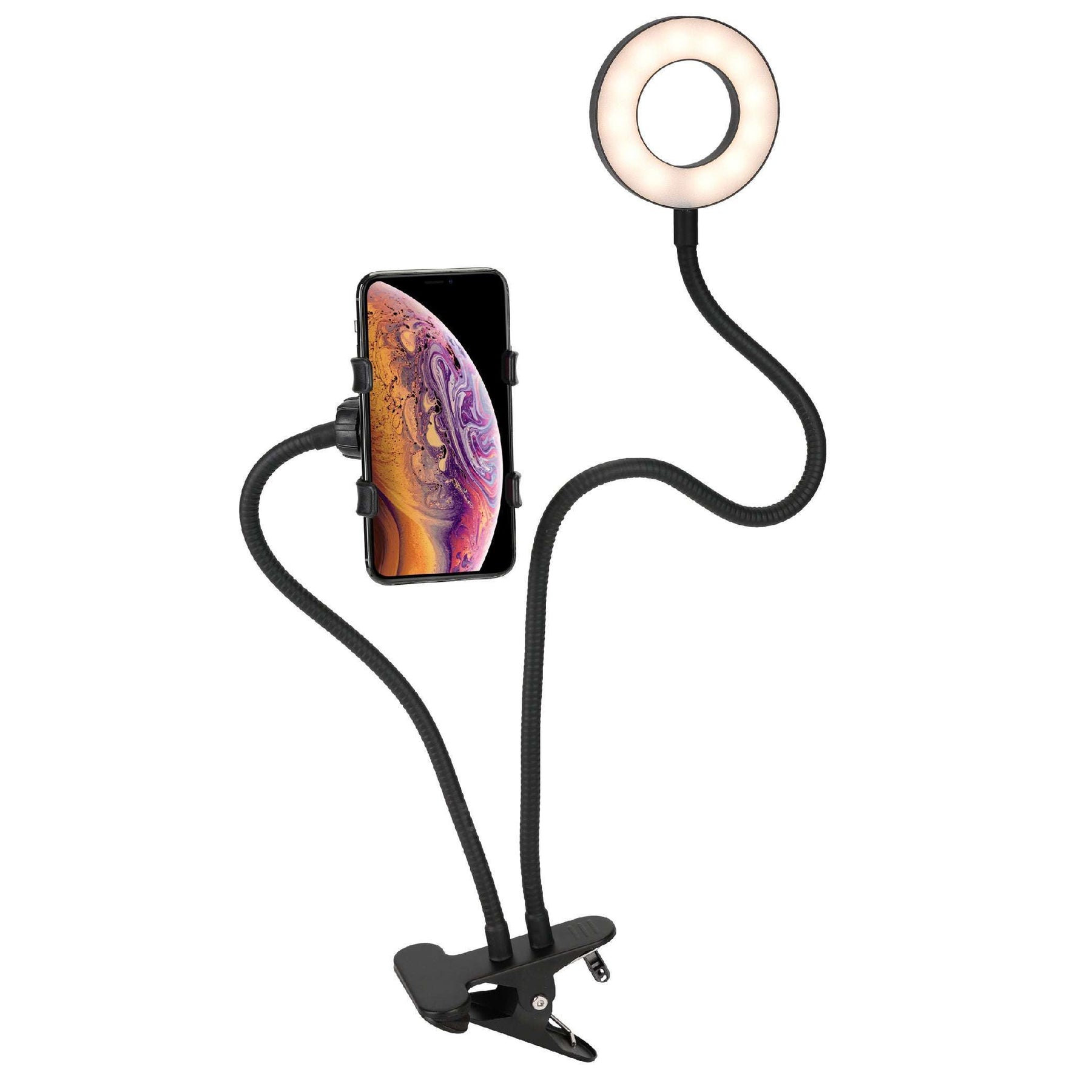 Selfie Ring LED Light Stand with Desk Clip