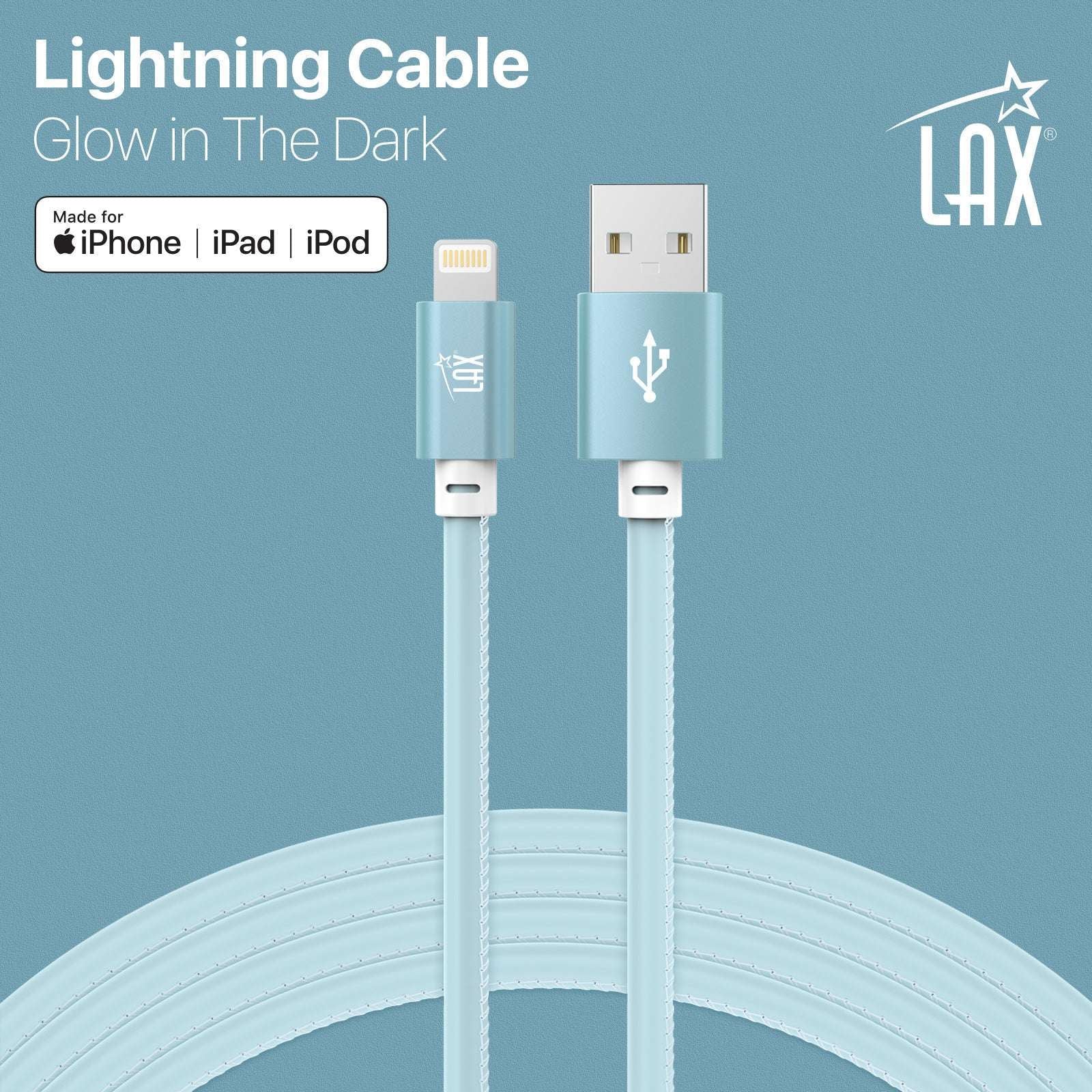 USB to Lightning Cable - Glow in the Dark Apple MFi Certified Lightning Cable - Fast Charging Cable (10ft)