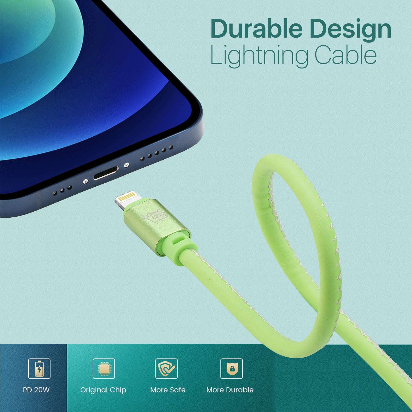 USB to Lightning Cable - Glow in the Dark Apple MFi Certified Lightning Cable - Fast Charging Cable (10ft)