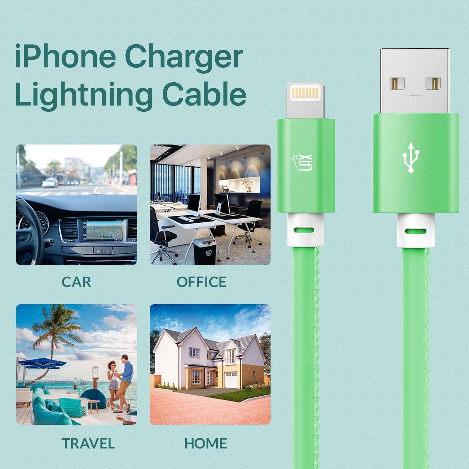 USB to Lightning Cable - Glow in the Dark Apple MFi Certified Lightning Cable - Fast Charging Cable (10ft)