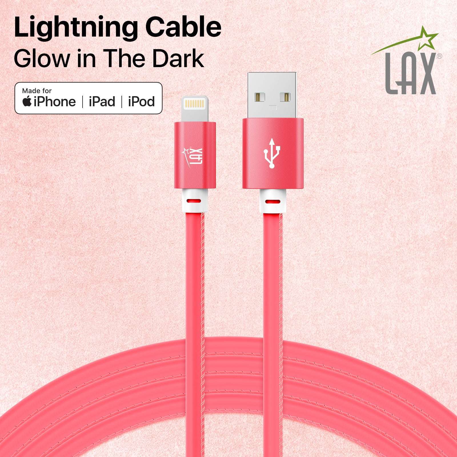 USB to Lightning Cable - Glow in the Dark Apple MFi Certified Lightning Cable - Fast Charging Cable (10ft)