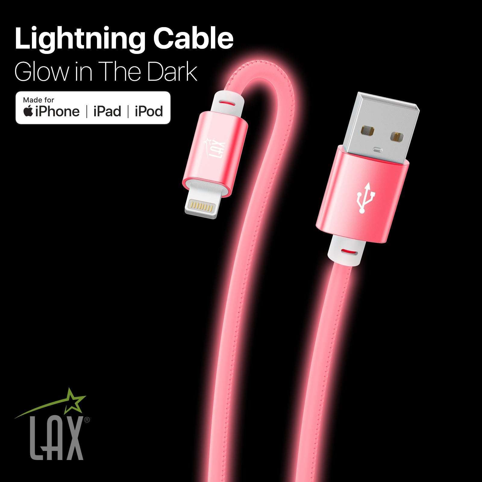 USB to Lightning Cable - Glow in the Dark Apple MFi Certified Lightning Cable - Fast Charging Cable (10ft)