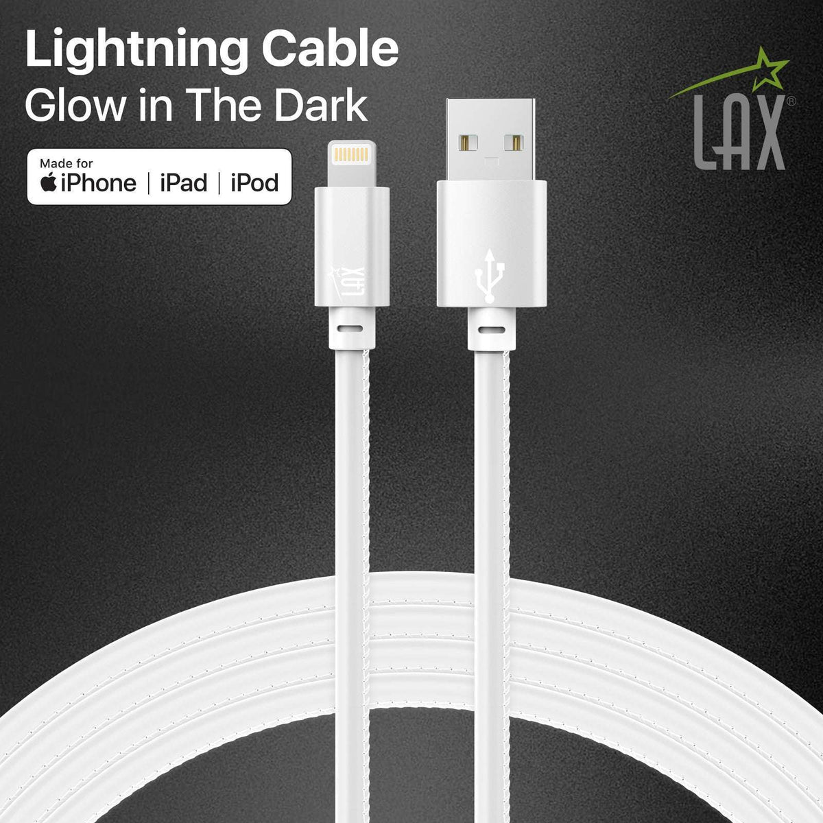 USB to Lightning Cable - Glow in the Dark Apple MFi Certified Lightning Cable - Fast Charging Cable (10ft)