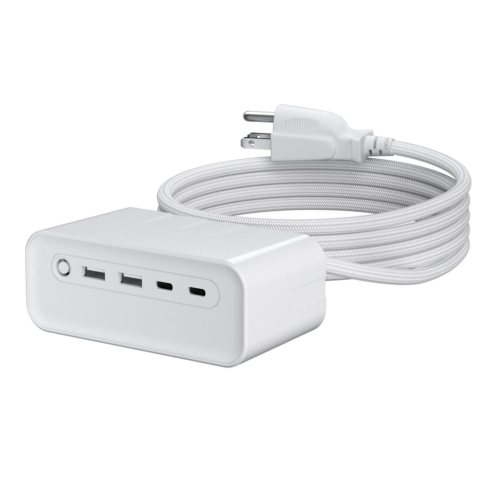 LAX 7-In-1 USB-C Charging Station, Surge Protector with USB Ports, 5 Ft Extension Cable, Power Strip with 3 Outlet Extension, 2 USB Outlet & 2 USB C Ports, Travel Power Strip, Compact for Home & Office
