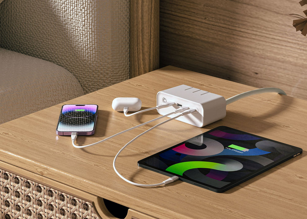 LAX 7-In-1 USB-C Charging Station, Surge Protector with USB Ports, 5 Ft Extension Cable, Power Strip with 3 Outlet Extension, 2 USB Outlet & 2 USB C Ports, Travel Power Strip, Compact for Home & Office