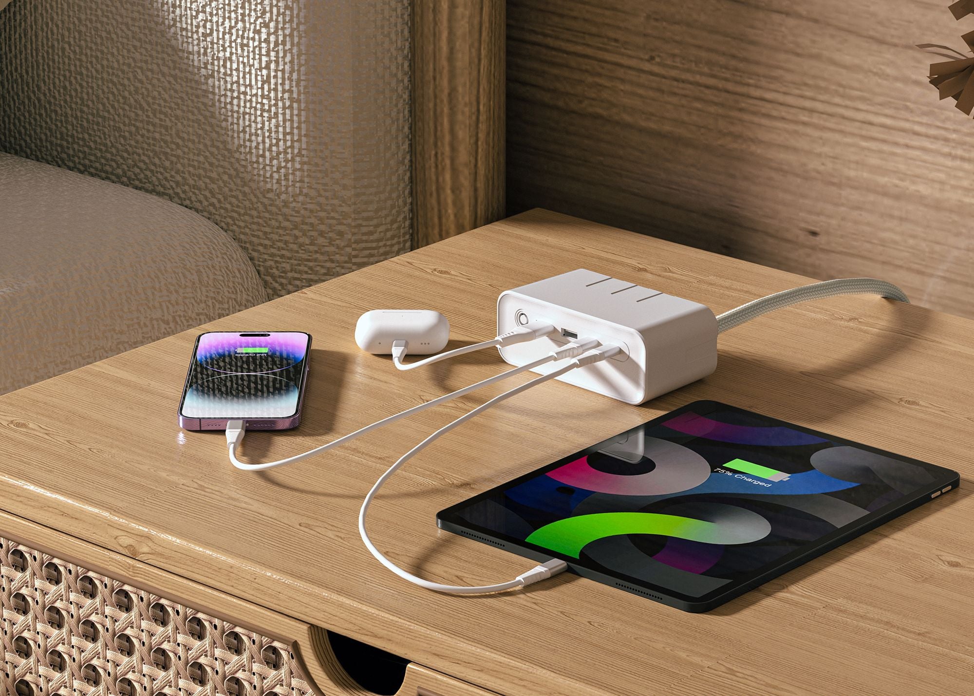 LAX 7-In-1 USB-C Charging Station, Surge Protector with USB Ports, 5 Ft Extension Cable, Power Strip with 3 Outlet Extension, 2 USB Outlet & 2 USB C Ports, Travel Power Strip, Compact for Home & Office