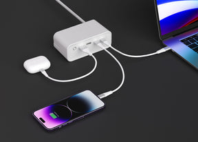 LAX 7-In-1 USB-C Charging Station, Surge Protector with USB Ports, 5 Ft Extension Cable, Power Strip with 3 Outlet Extension, 2 USB Outlet & 2 USB C Ports, Travel Power Strip, Compact for Home & Office
