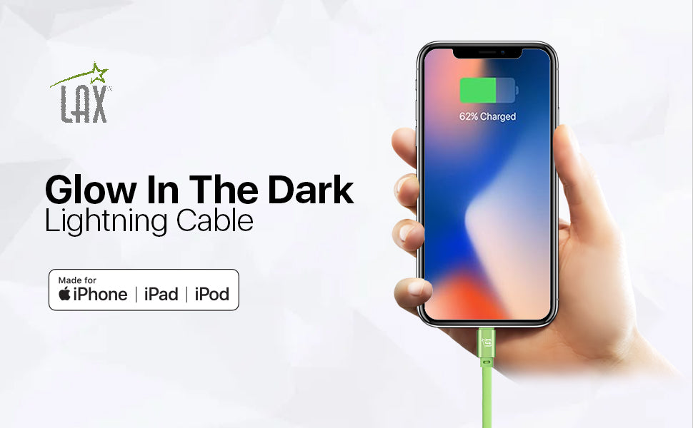 USB to iPhone Cable - Glow in the Dark Cable - Fast Charging Cable (10ft)