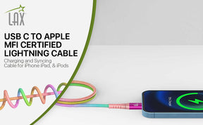 Apple MFi Certified Nylon Braided Fast USB-C to Lightening Cable - High Data Sync