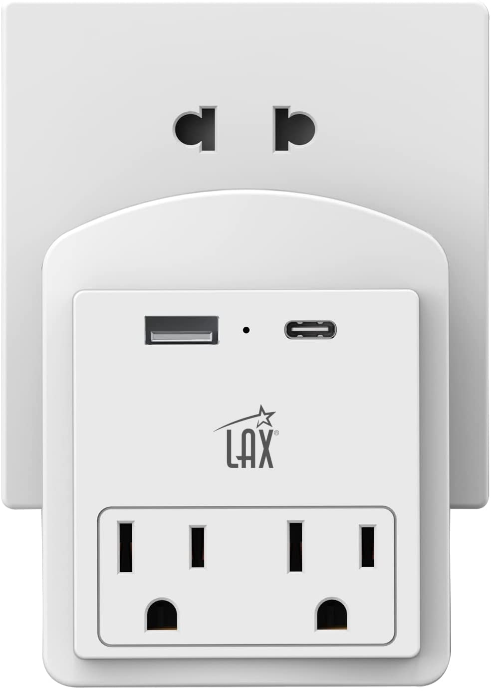 Multi-Plug Surge Protector 2/3 Wall Outlet Extender - USB-A & USB-C Port (White)