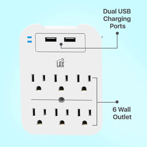 Multi-Plug Surge Protector with 6 Wall Outlets & 2 USB Ports