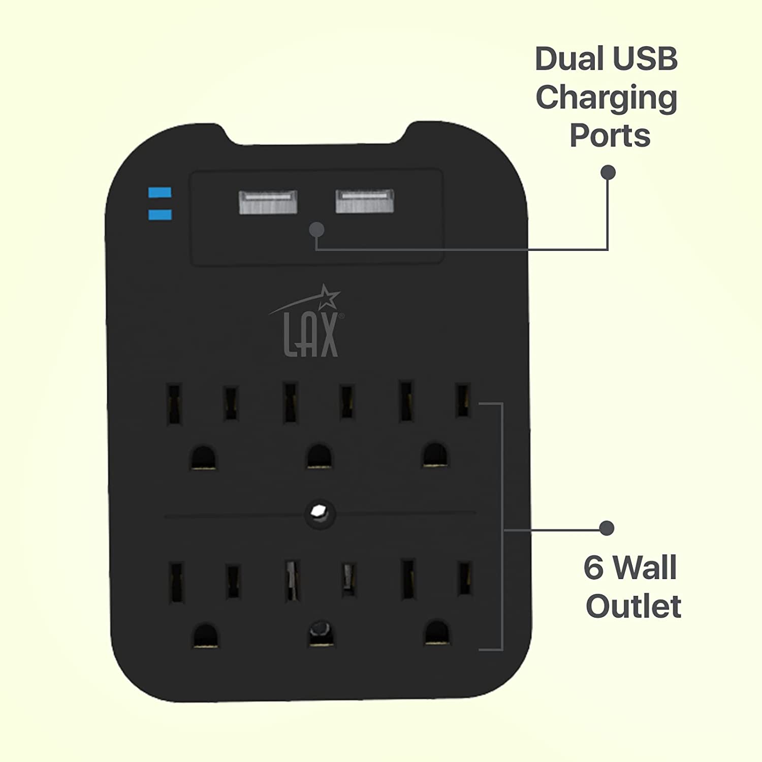 Multi-Plug Surge Protector with 6 Wall Outlets & 2 USB Ports